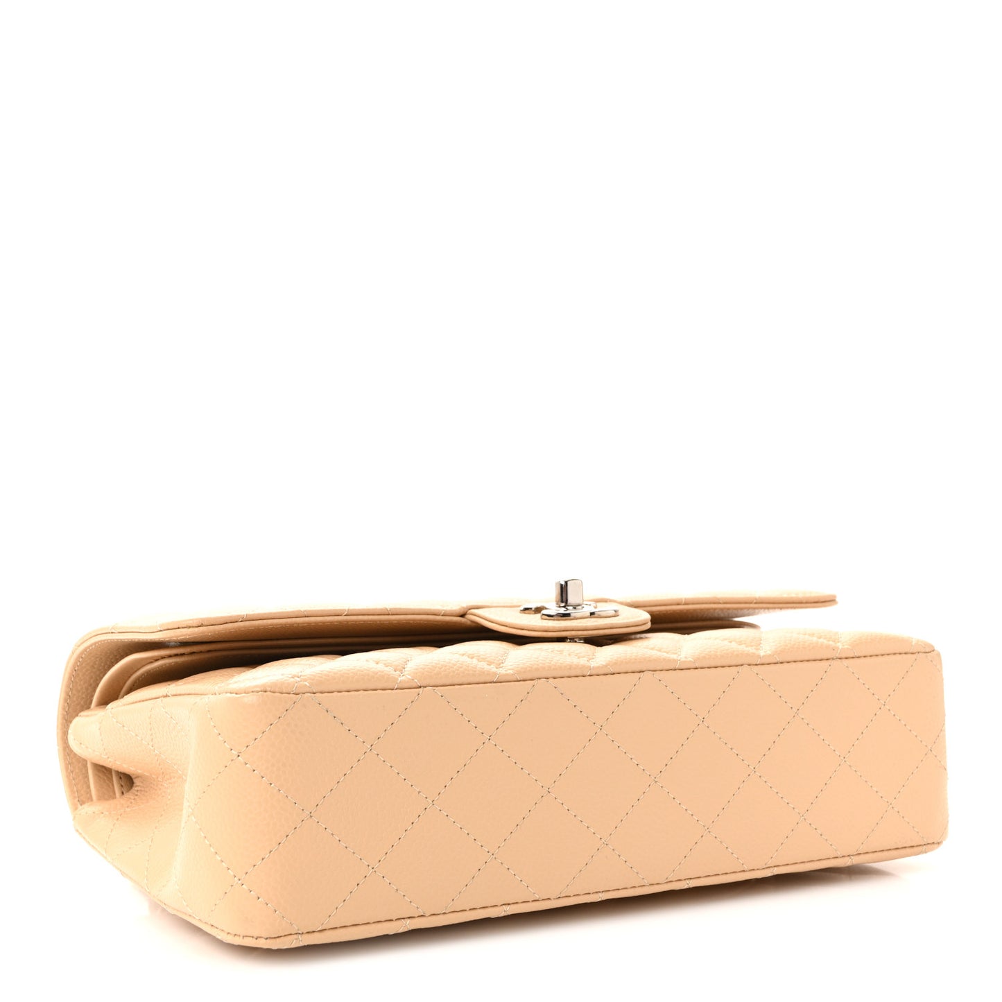 Caviar Quilted Medium Double Flap Beige Clair