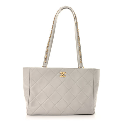 Chanel Calfskin Quilted Book Pocket Shopping Tote Grey 1 of 9