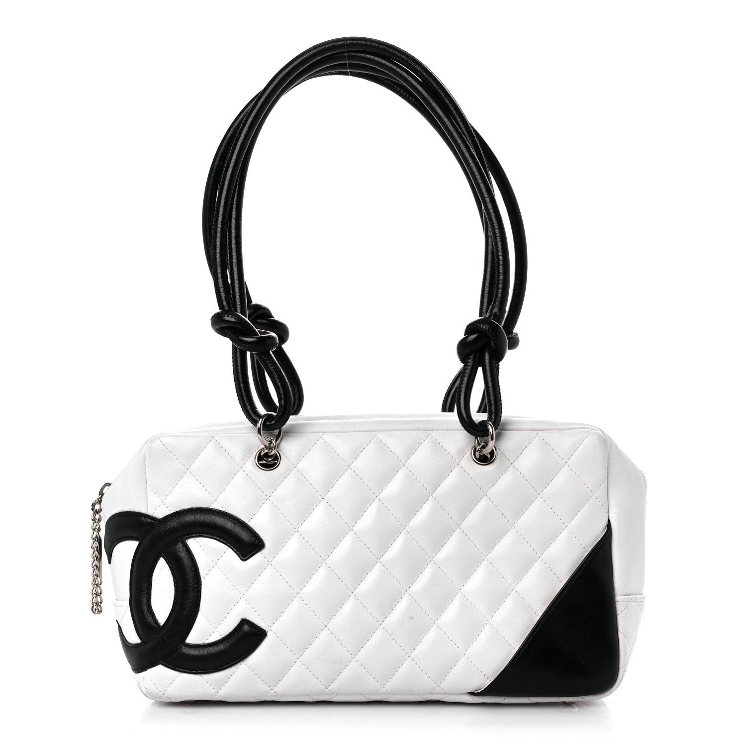 Chanel Calfskin Quilted Large Cambon Bowler White Black 1 of 18