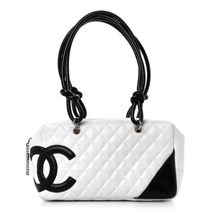 Chanel Calfskin Quilted Large Cambon Bowler White Black 1 of 18