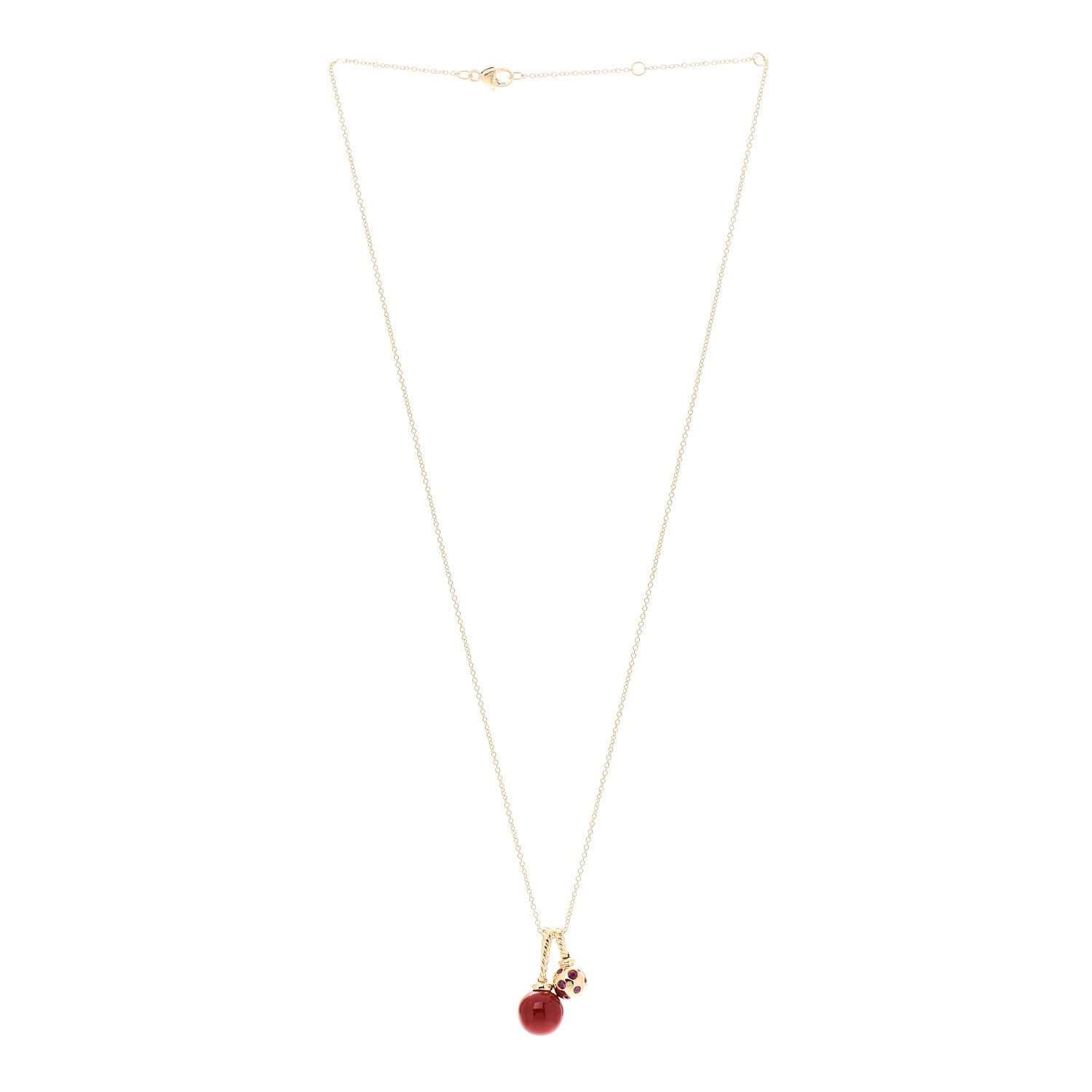 David Yurman 18K Yellow Gold Sterling Silver Ruby Enamel Solari Pendant Necklace Cherry 3 of 7
