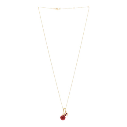 David Yurman 18K Yellow Gold Sterling Silver Ruby Enamel Solari Pendant Necklace Cherry 3 of 7