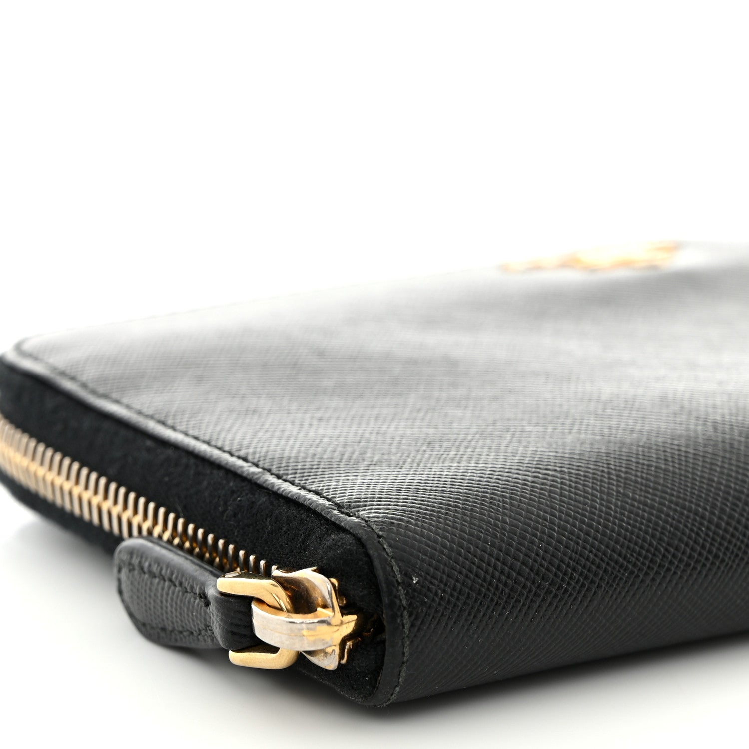 Prada Saffiano Metal Zip Around Wallet Black 9 of 15
