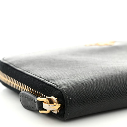 Prada Saffiano Metal Zip Around Wallet Black 9 of 15