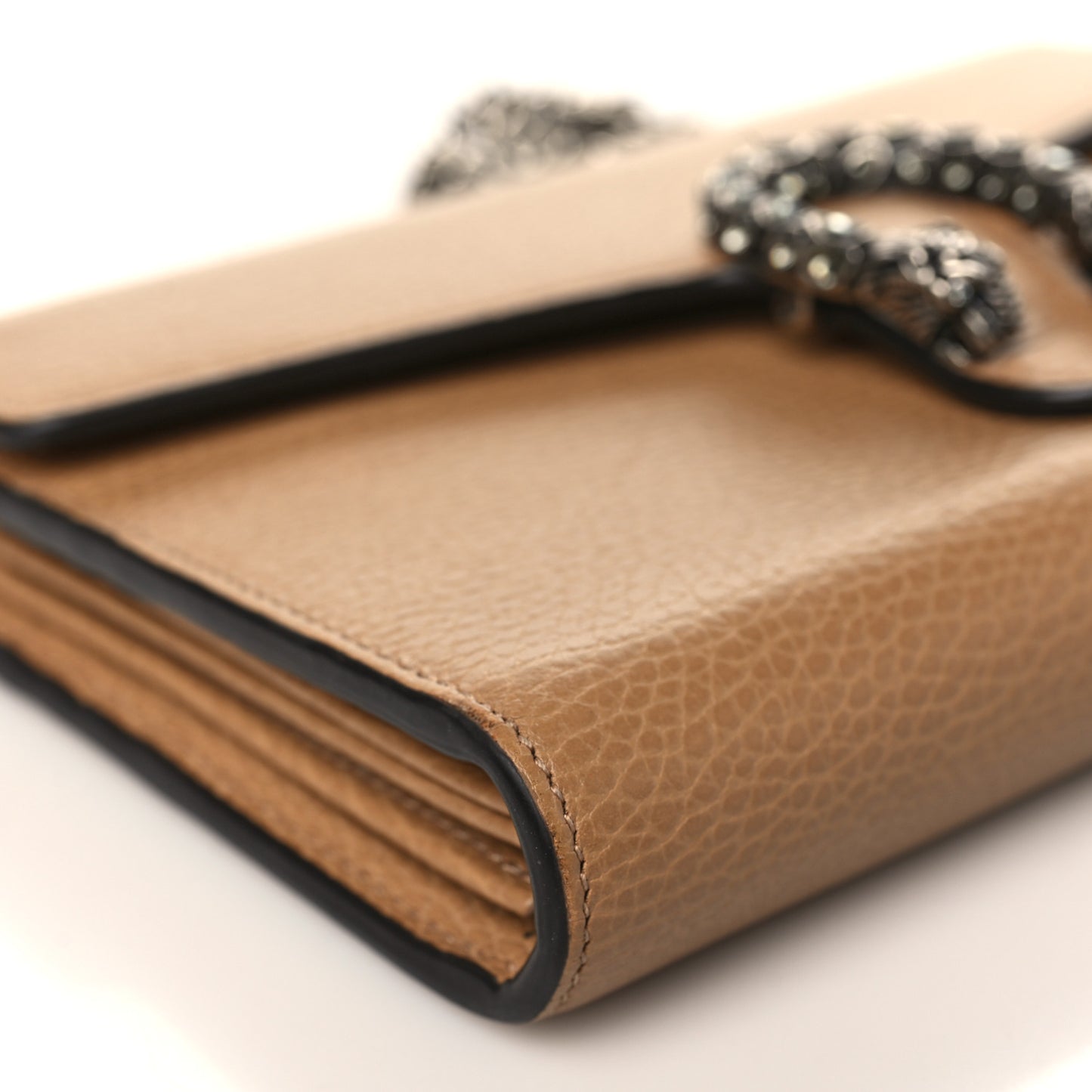 Dollar Calfskin Crystal Mini Dionysus Chain Wallet Natural Tan Black Diamond