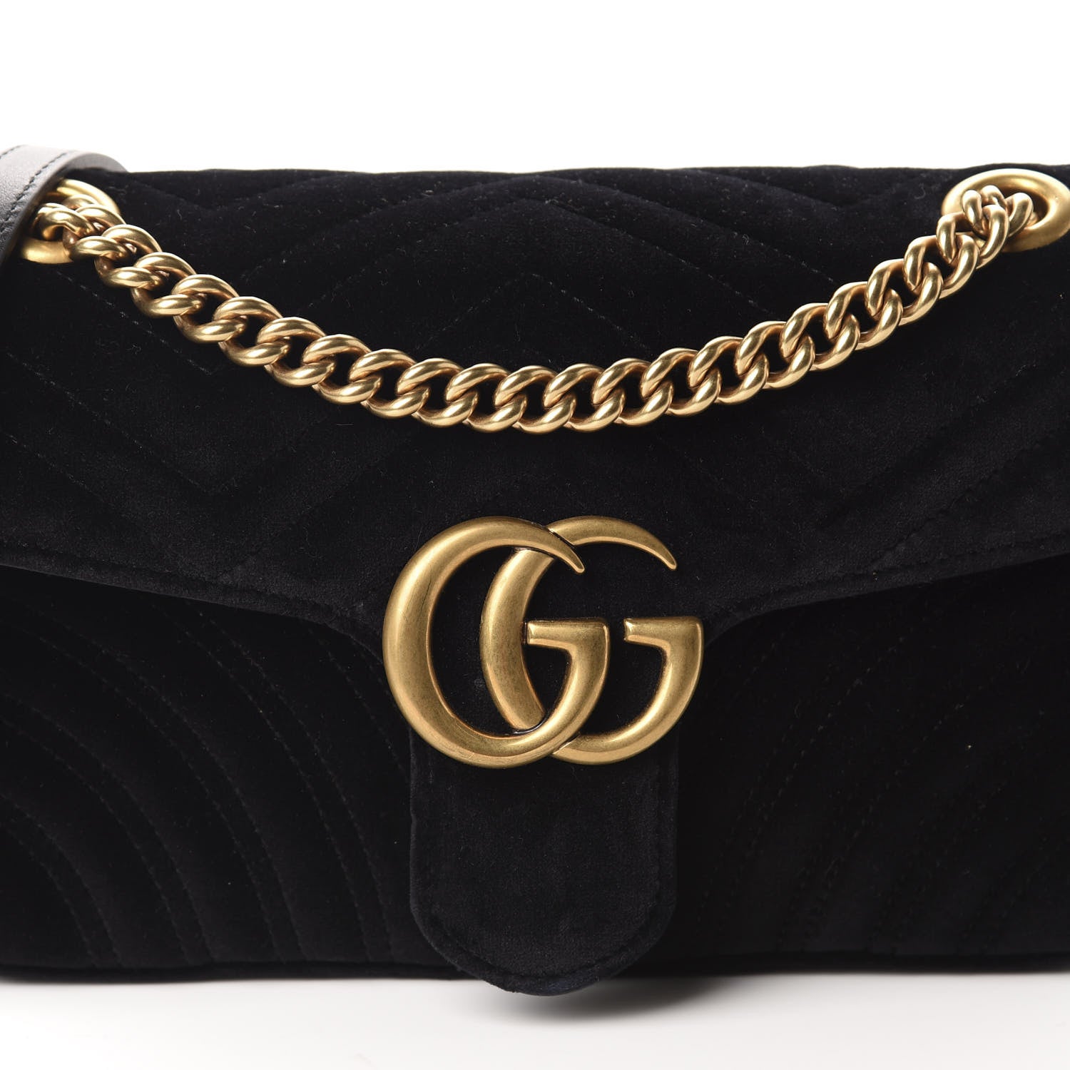 Gucci Velvet Matelasse Small GG Marmont Shoulder Bag Black 10 of 10