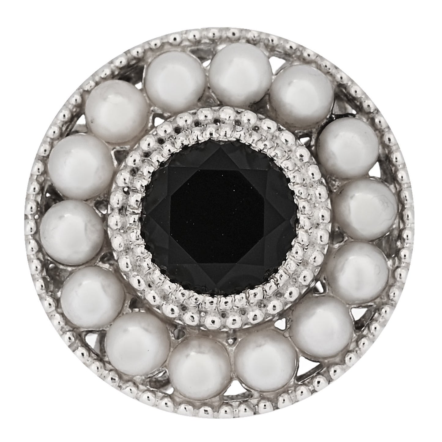 Sterling Silver Black Onyx Freshwater Pearl Ziegfeld Ring 54 7