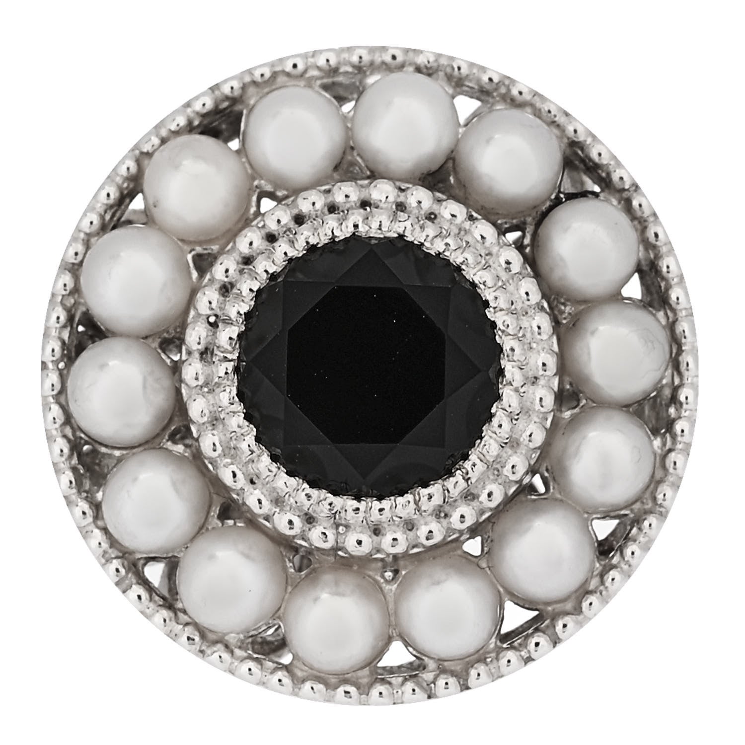 Tiffany Sterling Silver Black Onyx Freshwater Pearl Ziegfeld Ring 54 7 1 of 4
