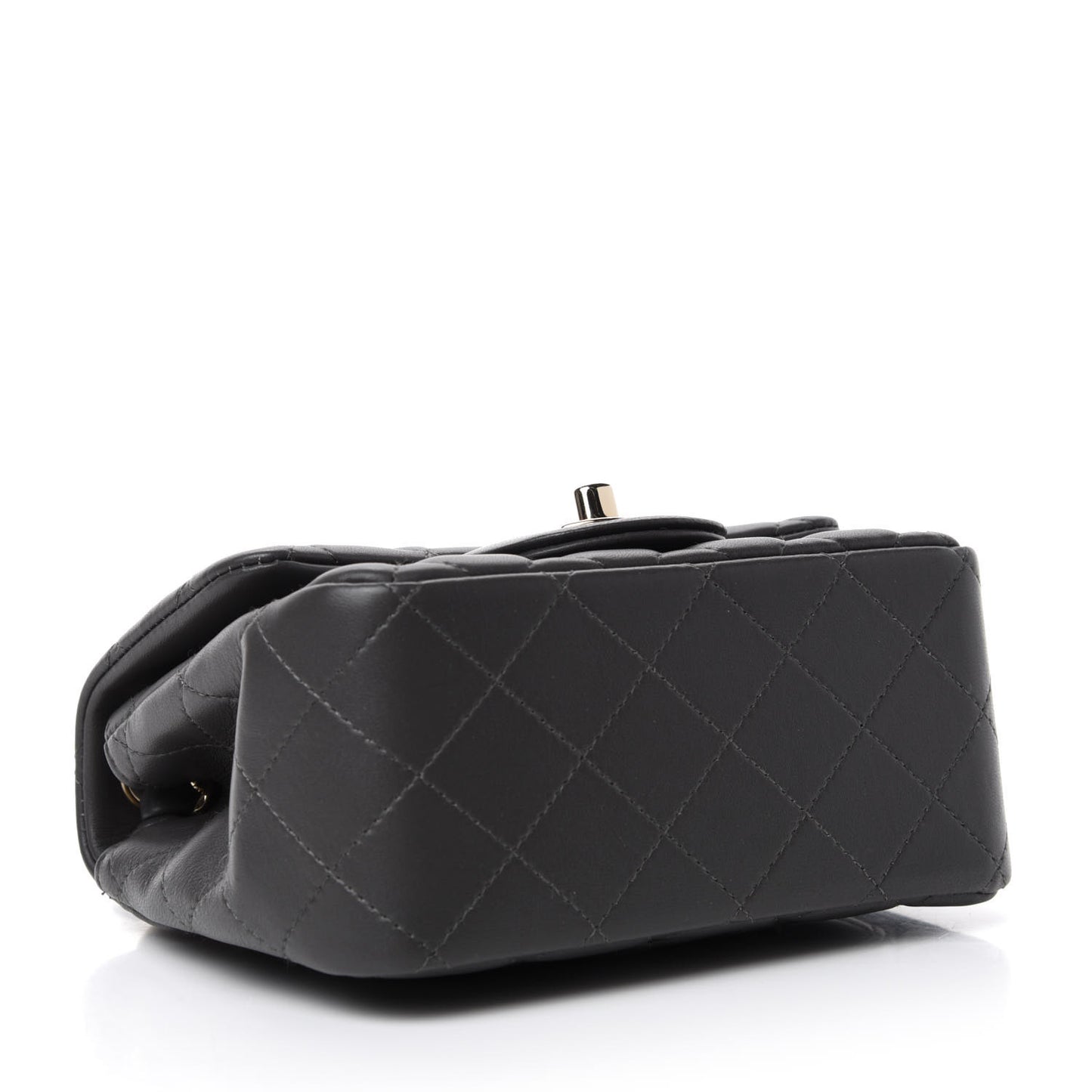 Lambskin Quilted Mini Square Flap Dark Grey