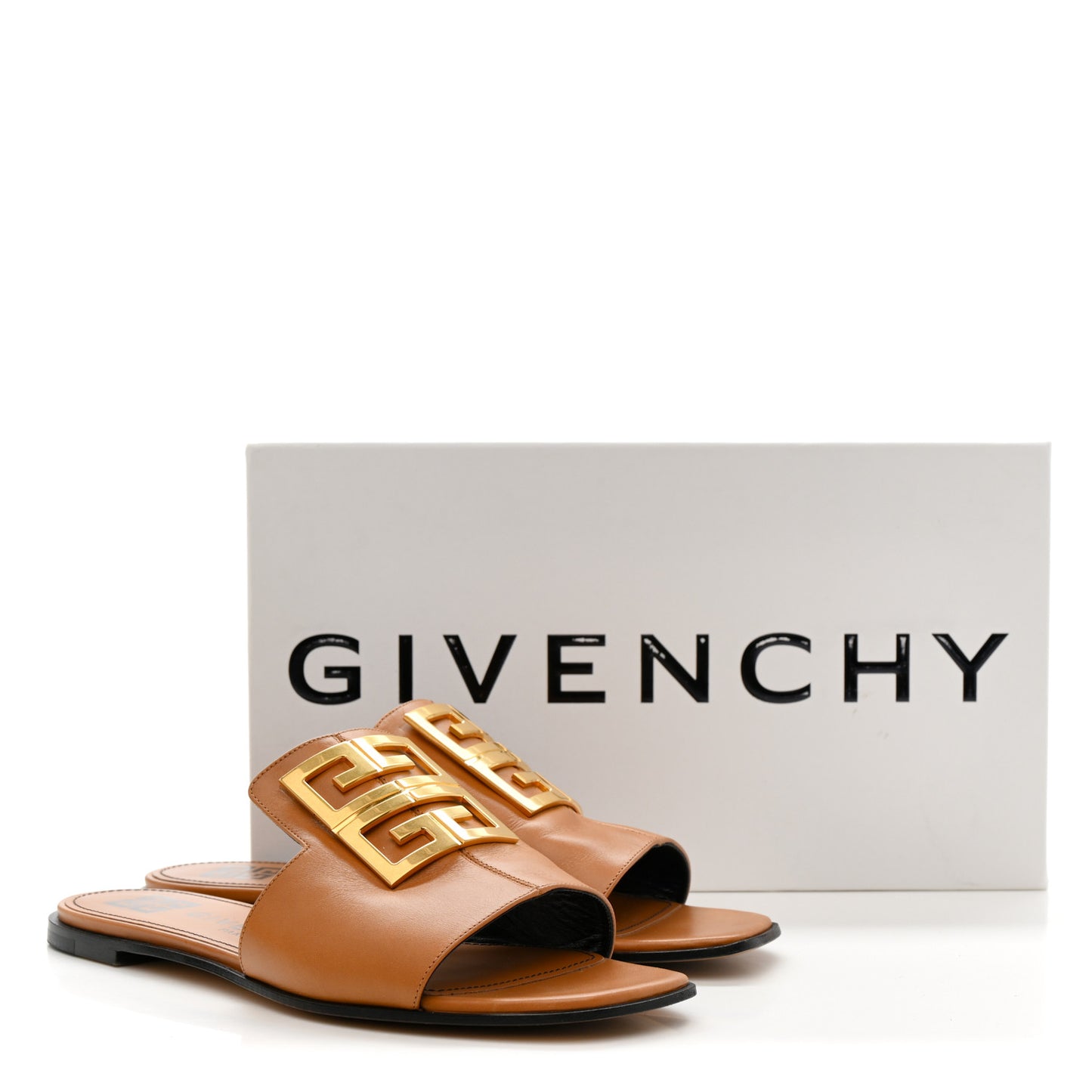 Smooth Calfskin 4G Flat Sandals 39.5 Brown