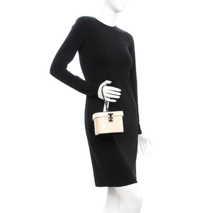 Chanel Patent Calfskin Minaudiere Vanity Case Light Beige Black 2 of 11