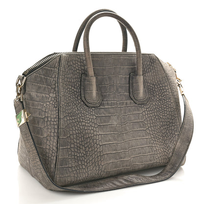 Givenchy Nubuck Crocodile Embossed Medium Antigona Washed Black 2 of 11