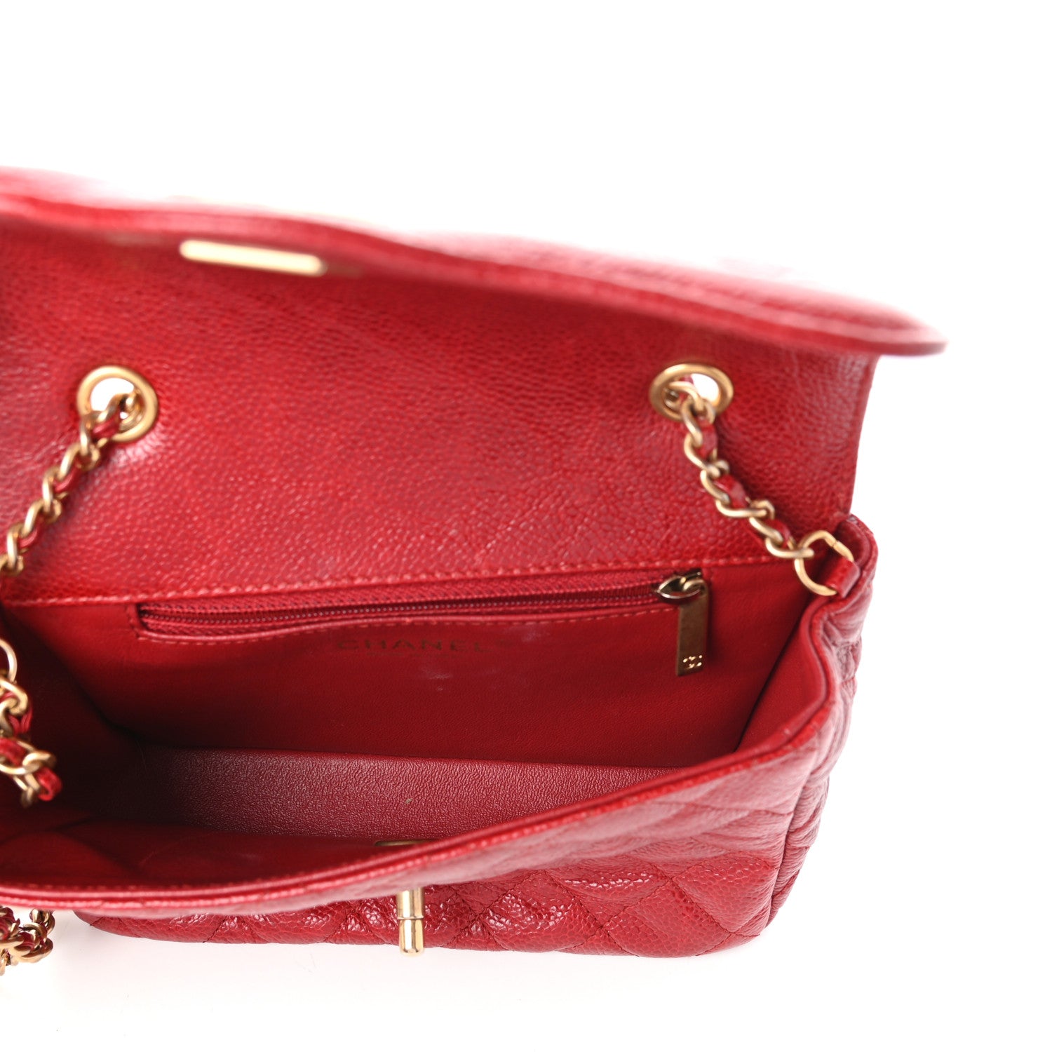 Chanel Caviar Quilted Mini Square Flap Red 5 of 10