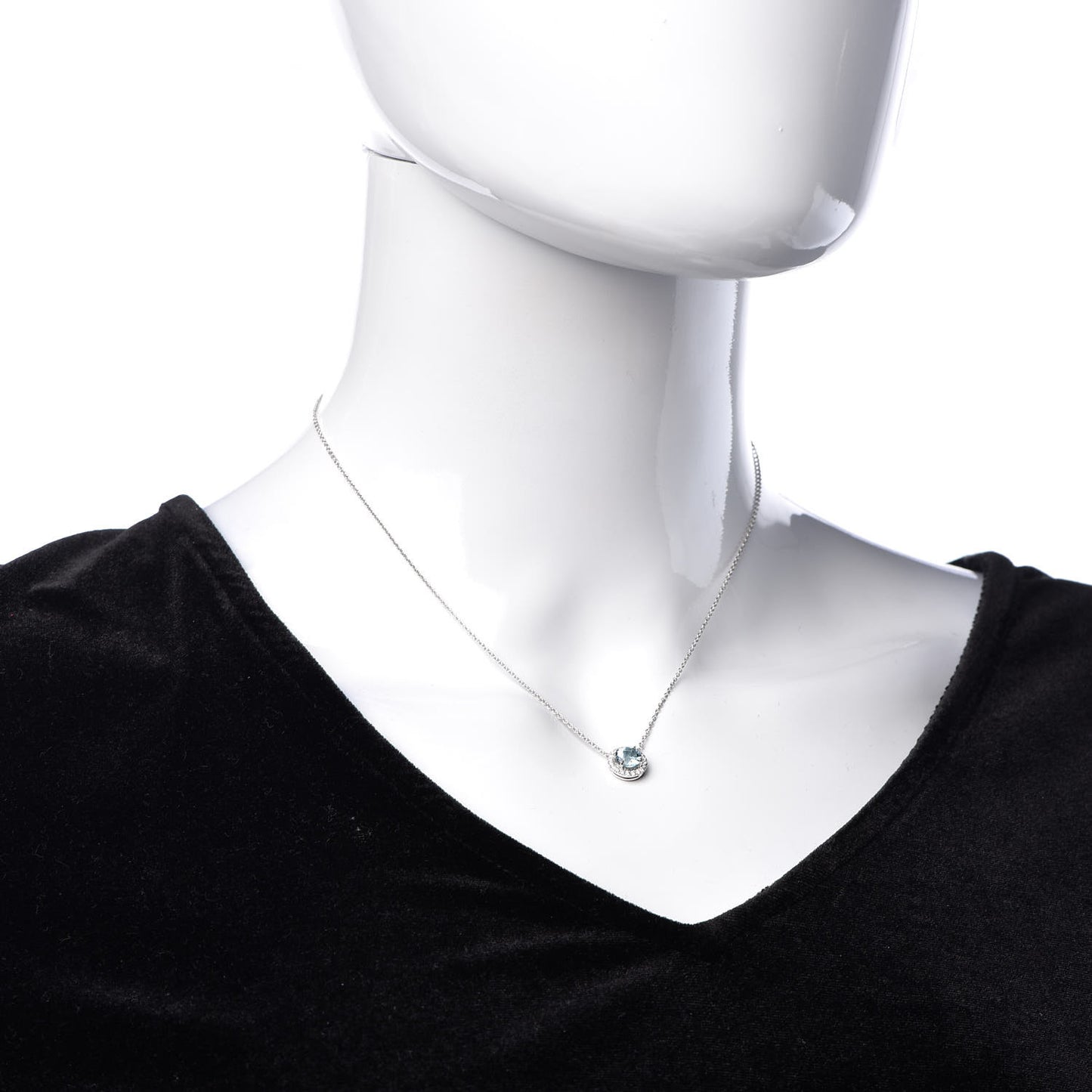 Platinum Diamond Aquamarine Soleste Pendant Necklace