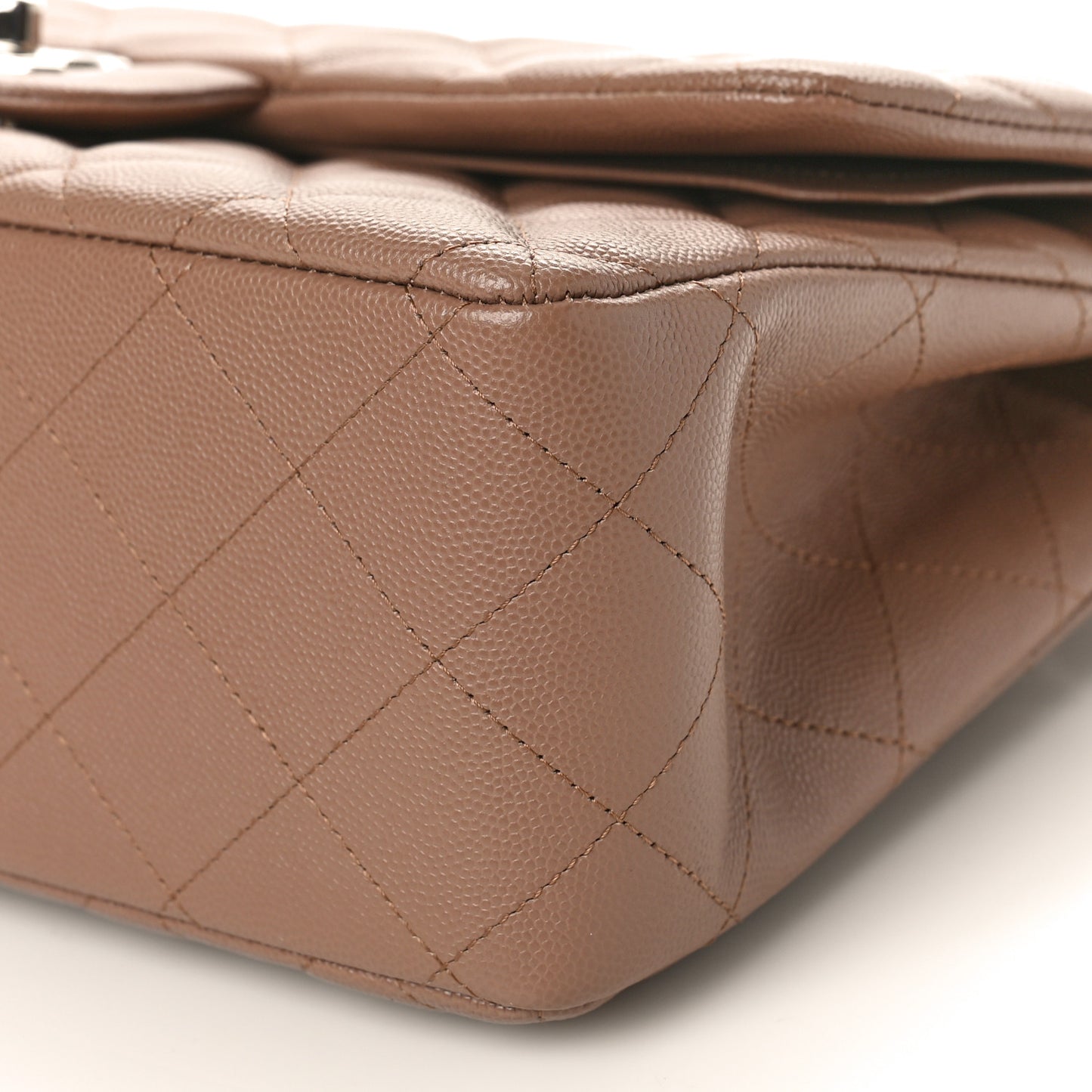 Caviar Quilted Jumbo Double Flap Dark Beige