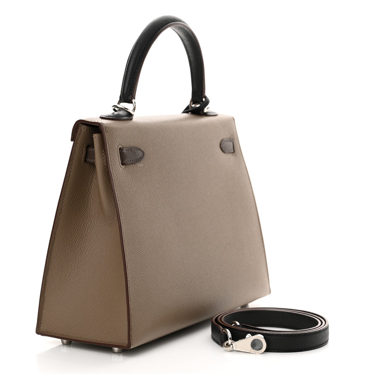 Epsom Tri-Color Kelly Sellier 25 Ecorce Etoupe Black