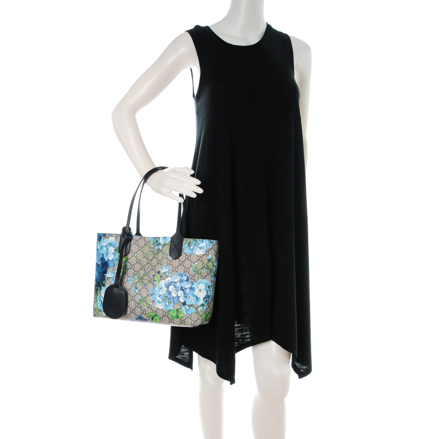 GG Supreme Monogram Blooms Small Reversible Tote Beige Blue Navy