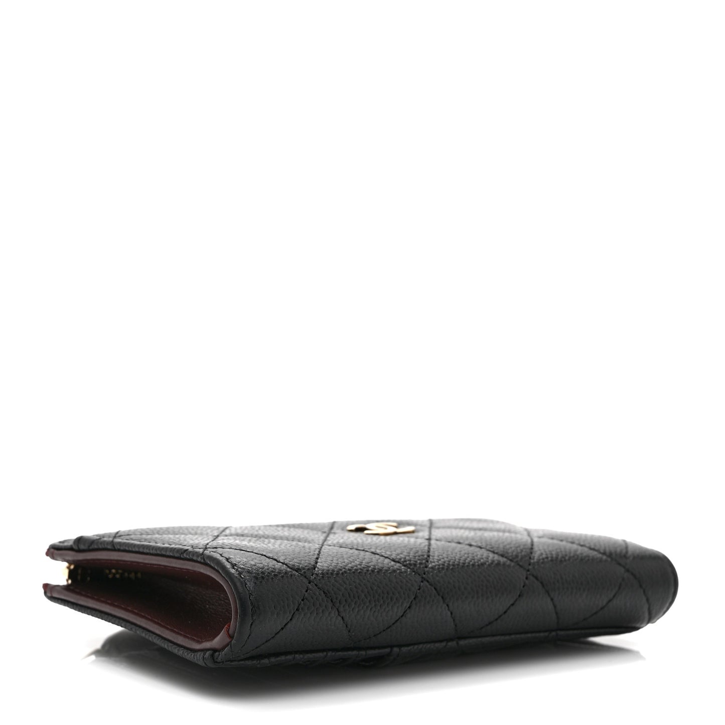 Caviar Quilted CC Zip Around Card Holder Black