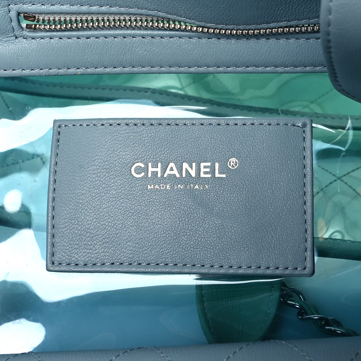 Chanel Lambskin PVC Quilted Large Coco Splash Shopping Bag Blue Green 8 of 17