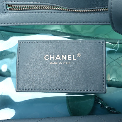 Chanel Lambskin PVC Quilted Large Coco Splash Shopping Bag Blue Green 8 of 17