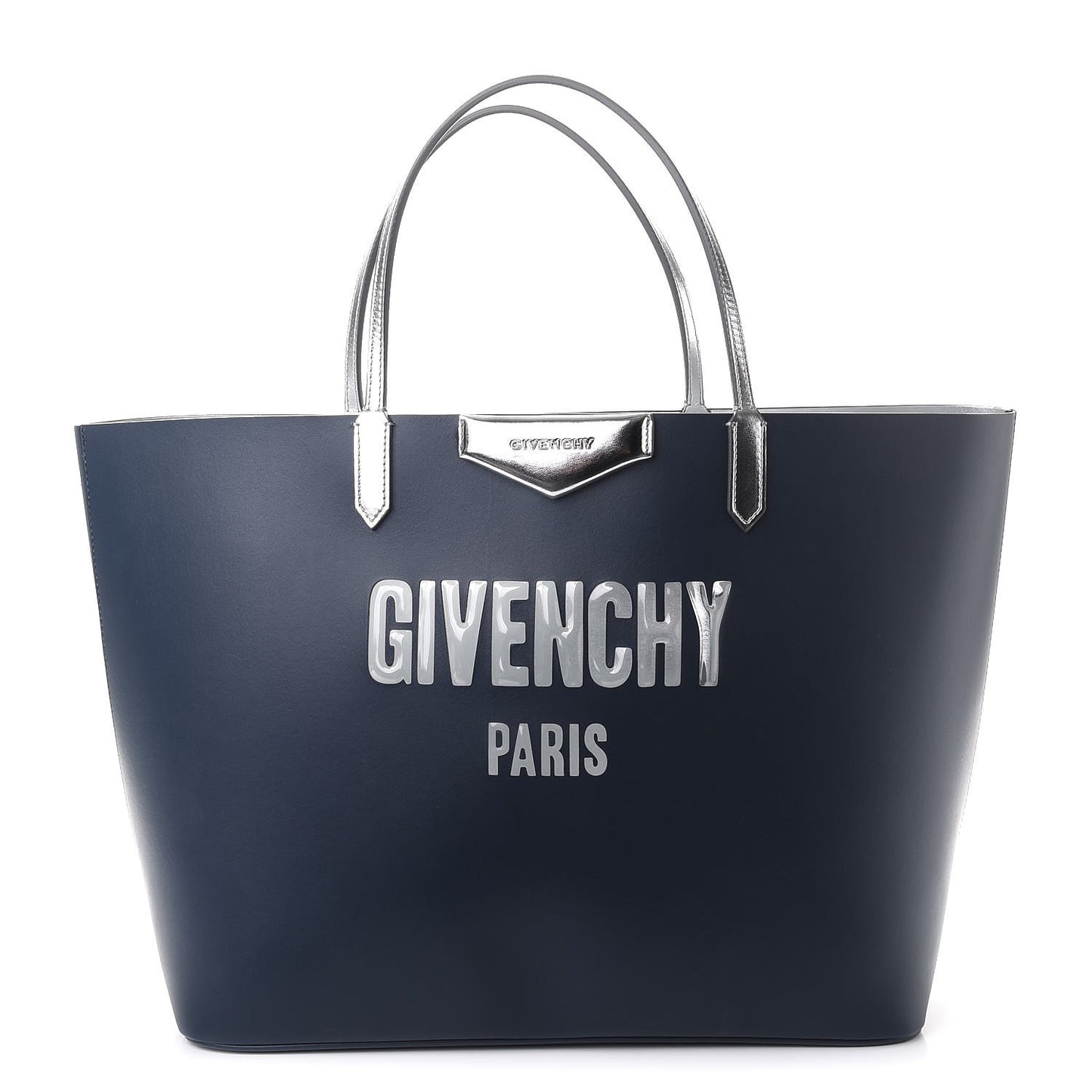 Calfskin Large Antigona Tote Night Blue Silver