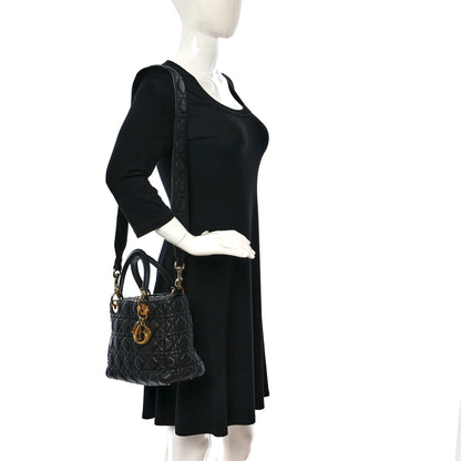 Christian Dior Grained Calfskin Cannage Medium Supple Lady Dior Black 2 of 11