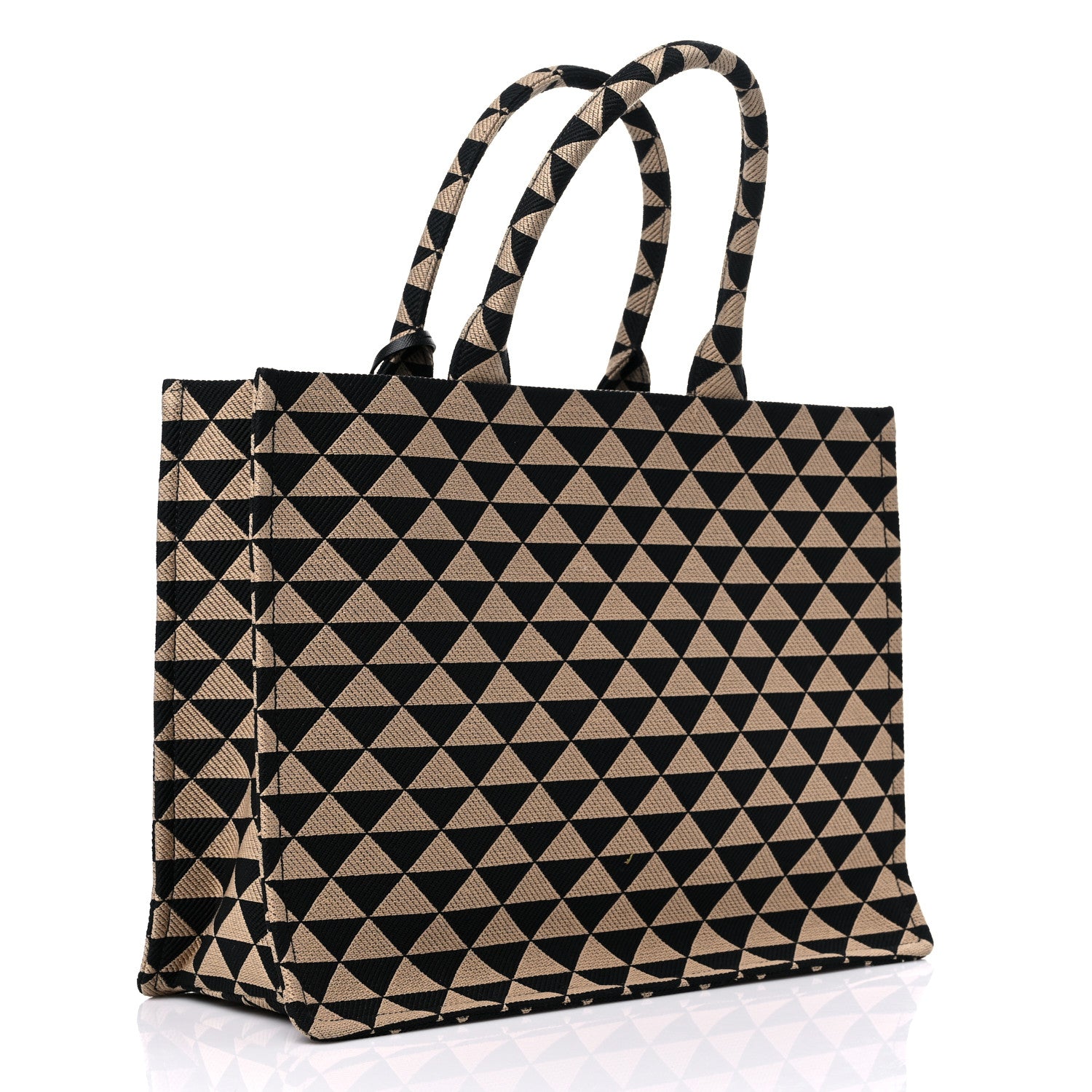 Prada Jacquard Saffiano Triangolo Symbole Embroidered Large Tote Black Corda 3 of 8