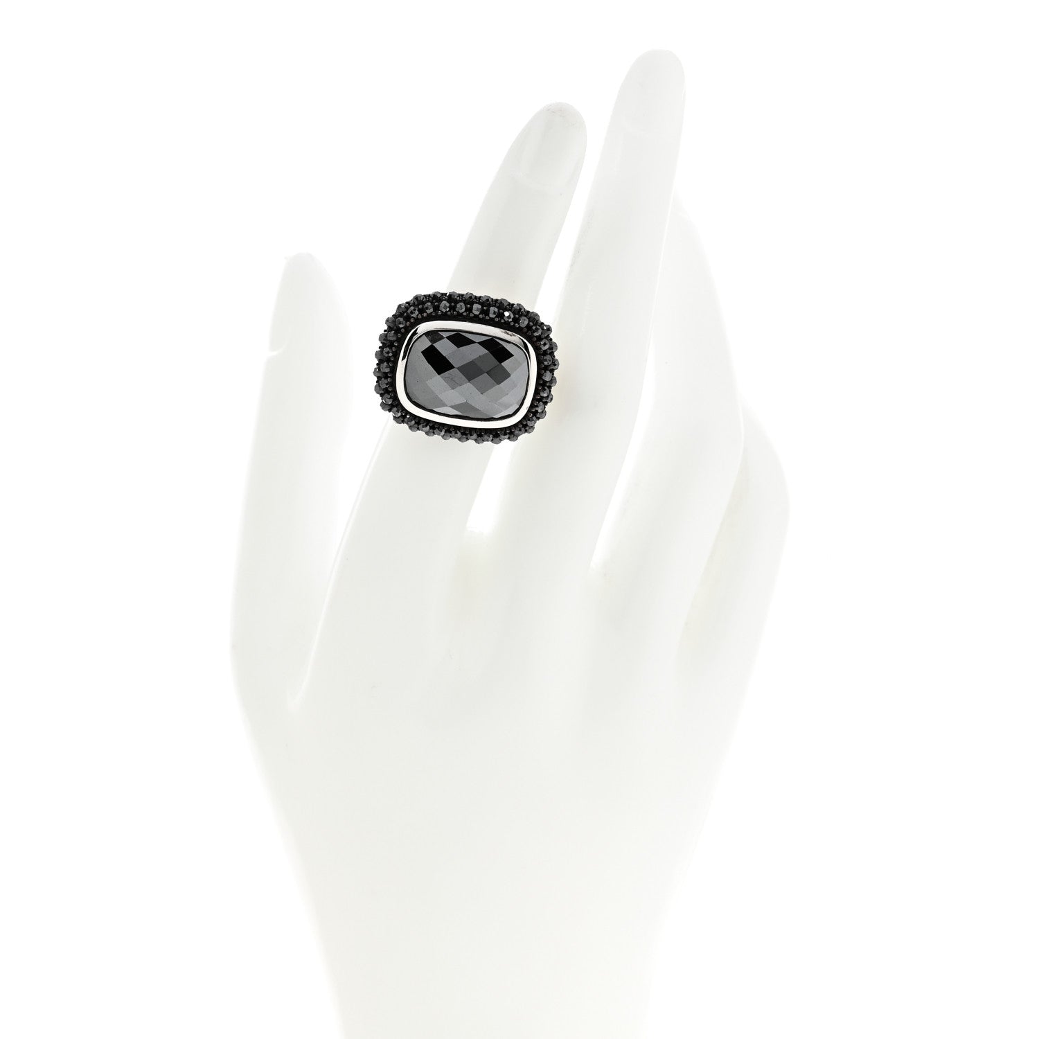 David Yurman Sterling Silver Hematite Waverly Ring 54 7 2 of 9