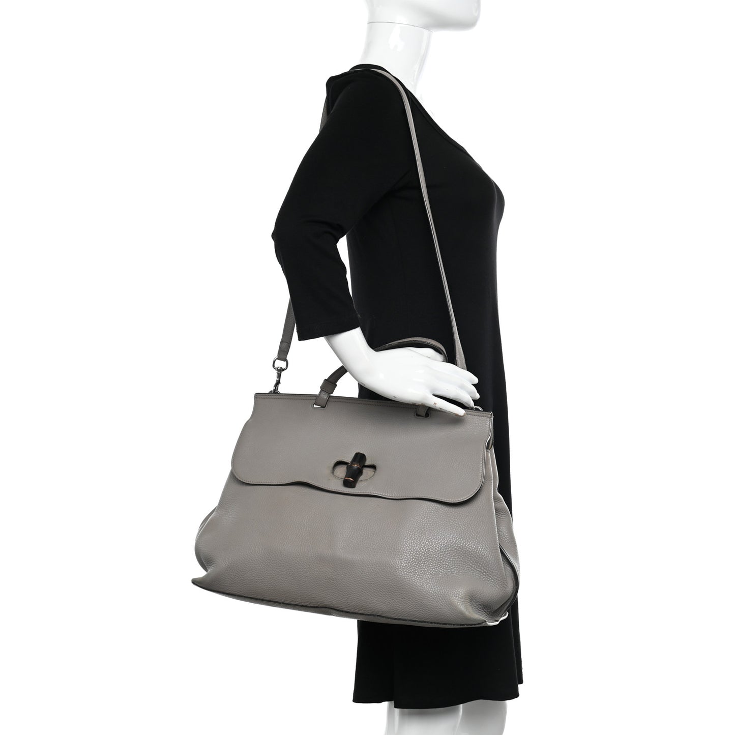 Cellarius Calfskin Large Bamboo Daily Top Handle Bag Storm Grey