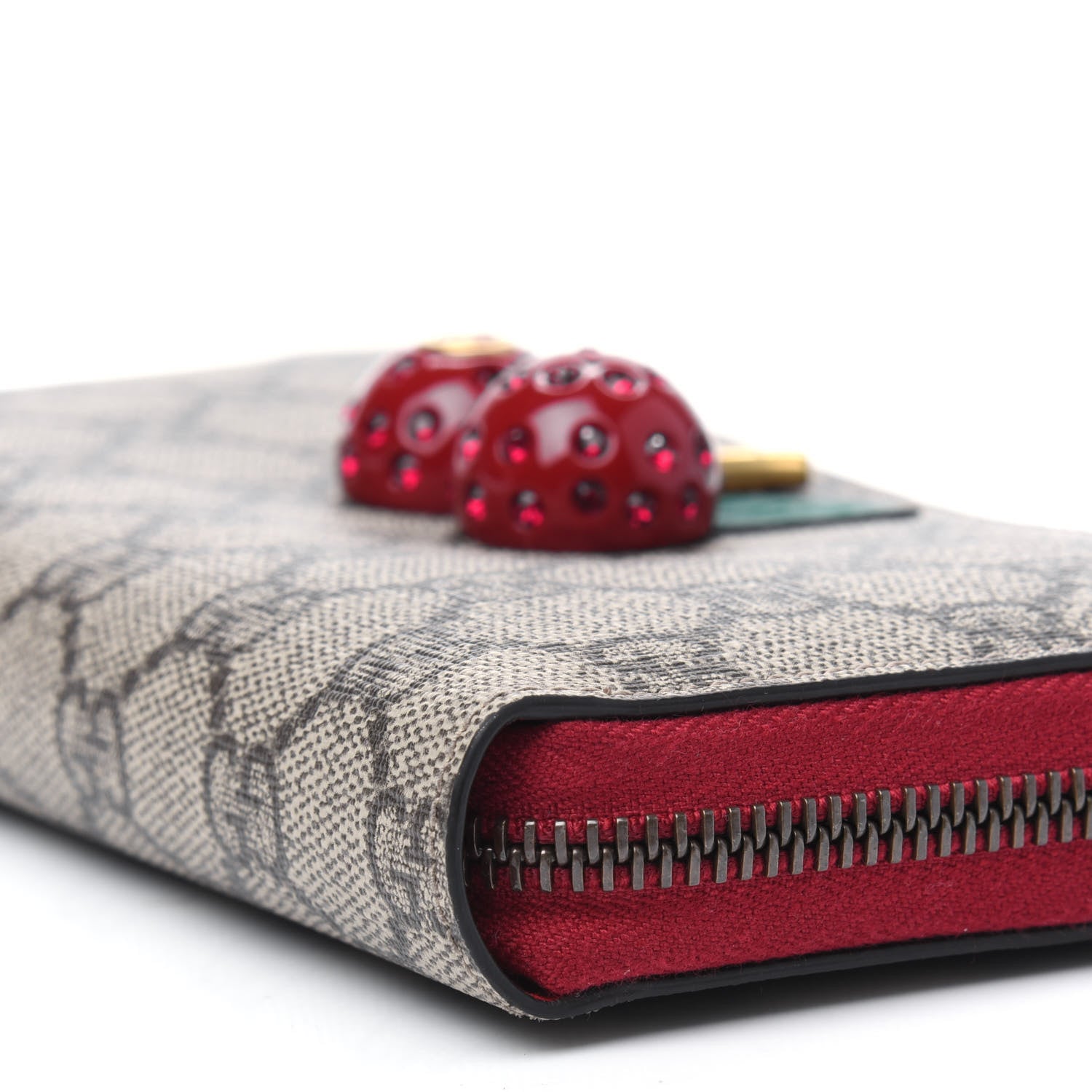 Gucci GG Supreme Monogram Cherries Zip Around Wallet Hibiscus Red 11 of 13