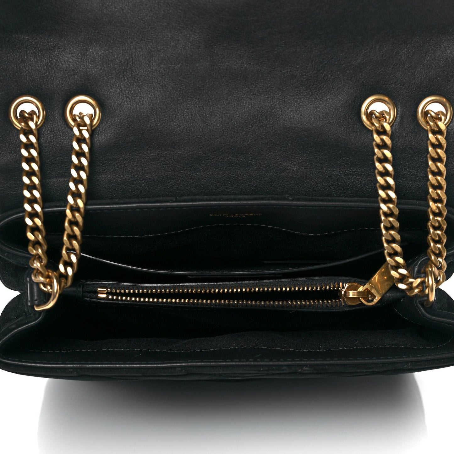 Velvet Y Quilted Monogram Small Loulou Chain Satchel Black