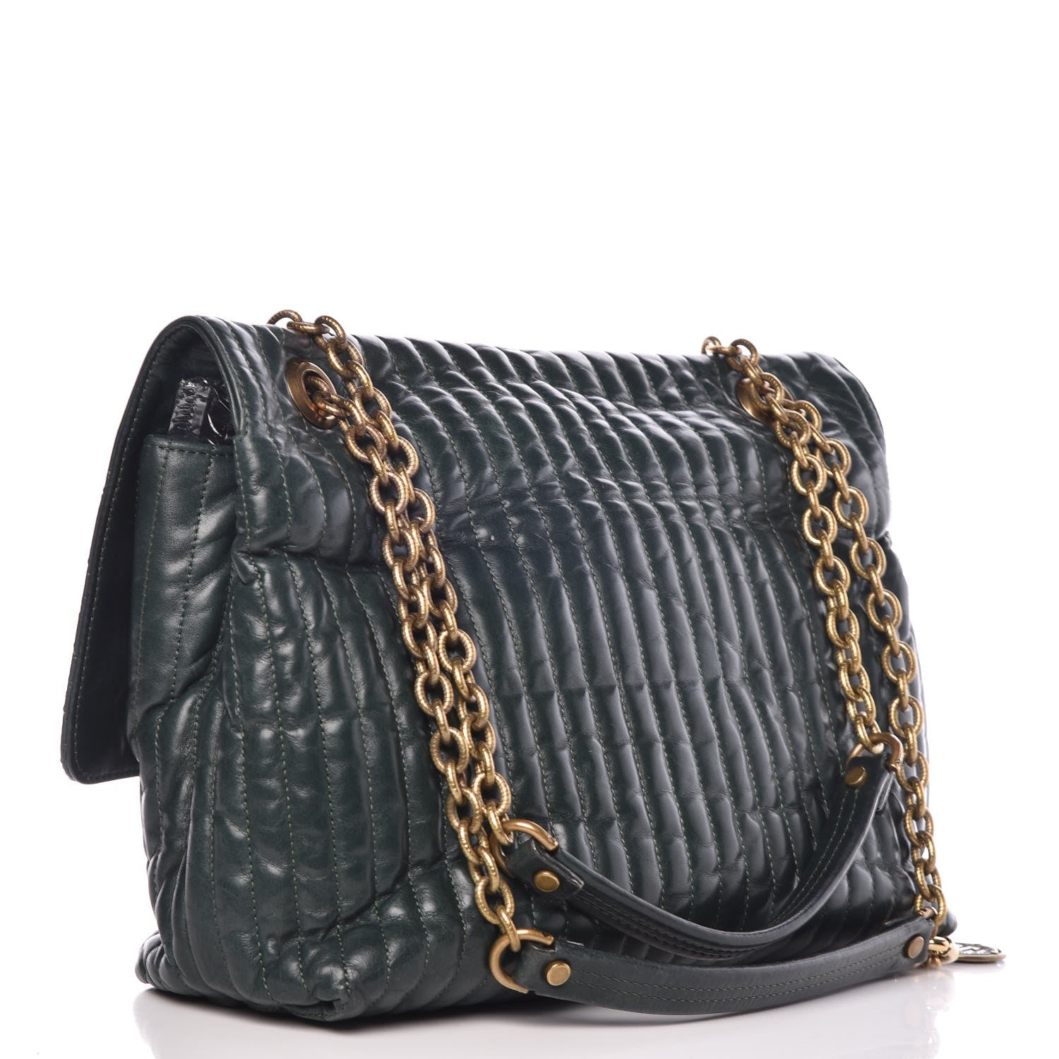 Lanvin Calfskin Quilted Large Happy Shoulder Bag Forest 4 of 9