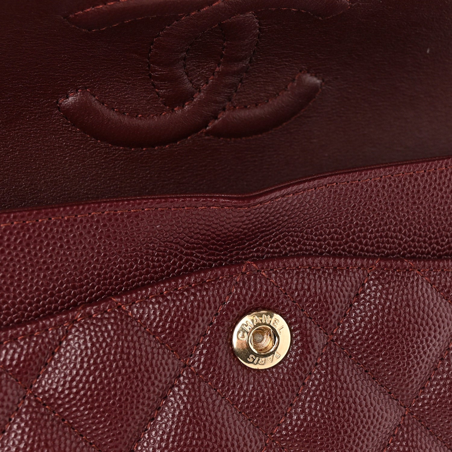 Chanel Caviar Quilted Small Double Flap Burgundy 11 of 13