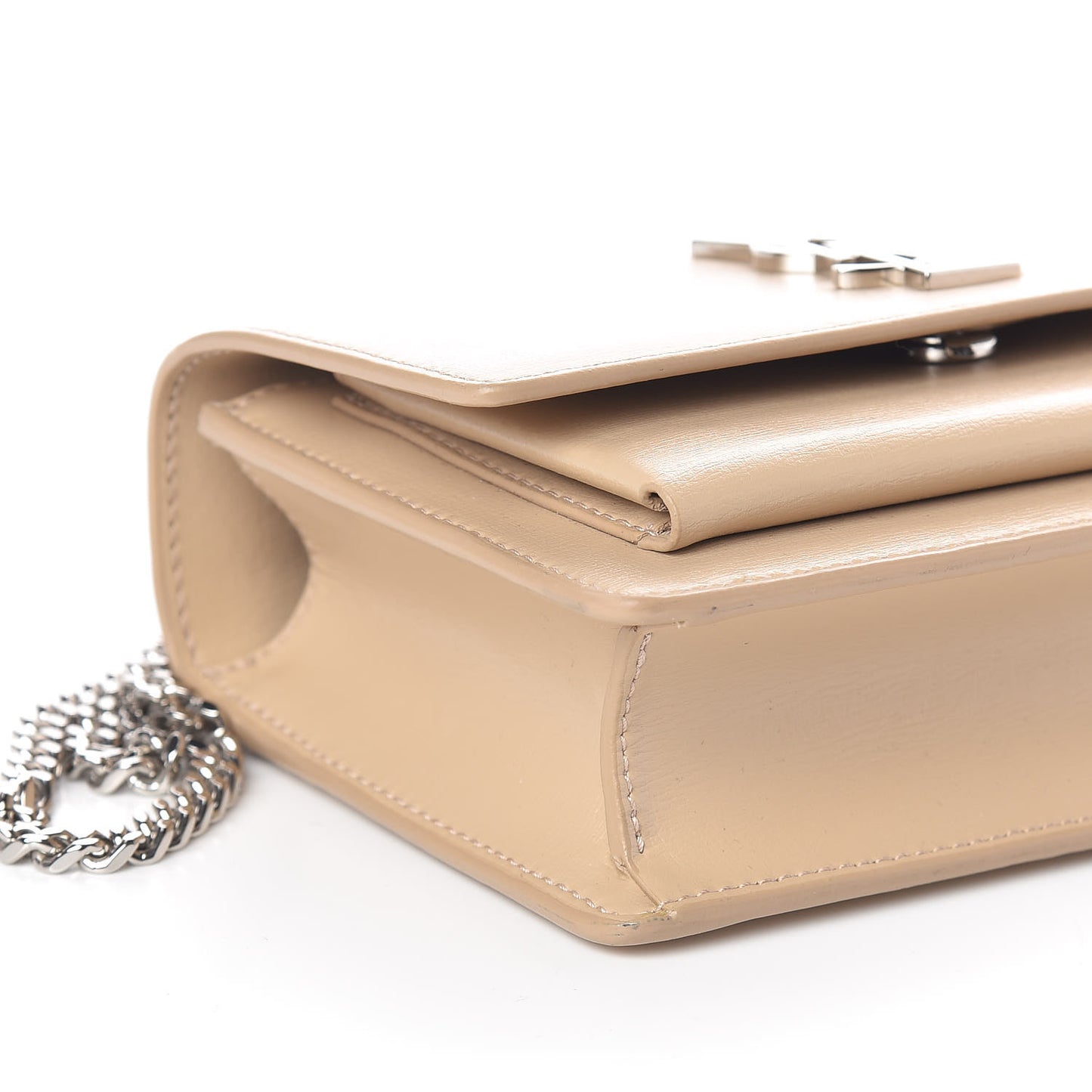 Calfskin Monogram Sunset Chain Wallet Nude Powder