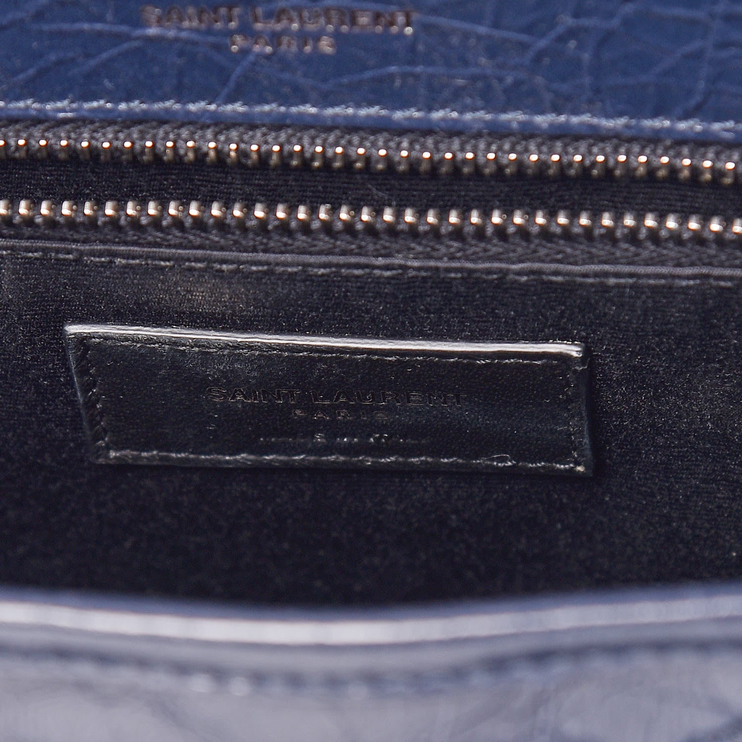 Saint Laurent Crinkled Calfskin Matelasse Monogram Medium Niki Chain Satchel Deep Marine 9 of 11