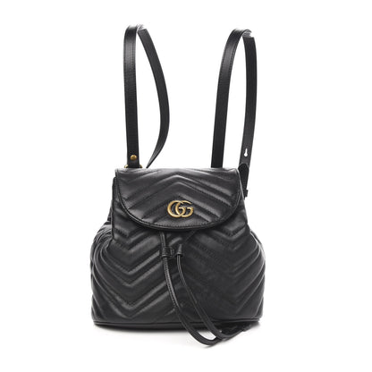 Gucci Calfskin Matelasse GG Marmont Flap Backpack Black 1 of 9
