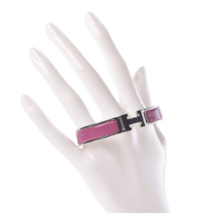 Hermes Enamel Narrow Clic Clac H Bracelet GM Rose Azalee 2 of 6