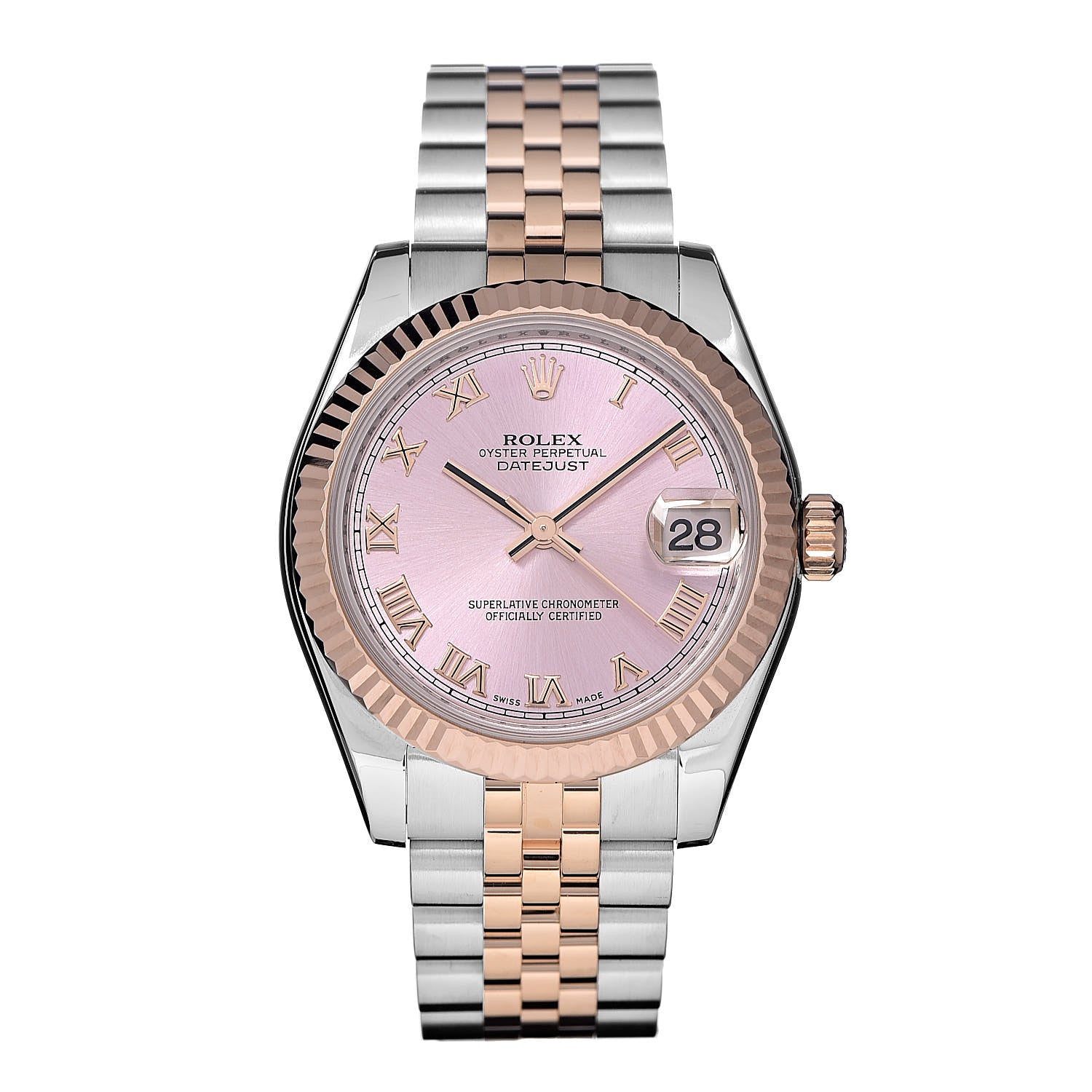 Rolex Stainless Steel 18K Everose Gold 31mm Oyster Perpetual Datejust Watch Pink Roman 178271 1 of 8