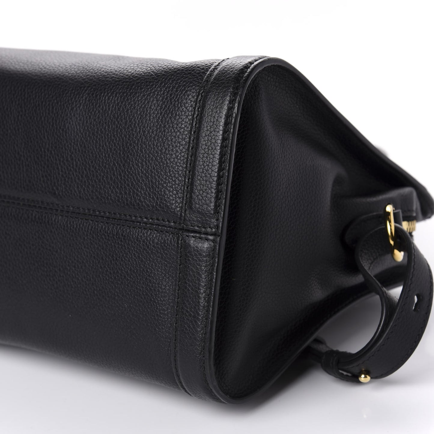 Pebbled Calfskin Small Skull Padlock Zip Around Tote Black
