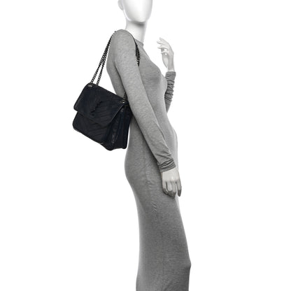 Saint Laurent Crinkled Calfskin Matelasse Monogram Medium Niki Chain Satchel Deep Marine 2 of 10