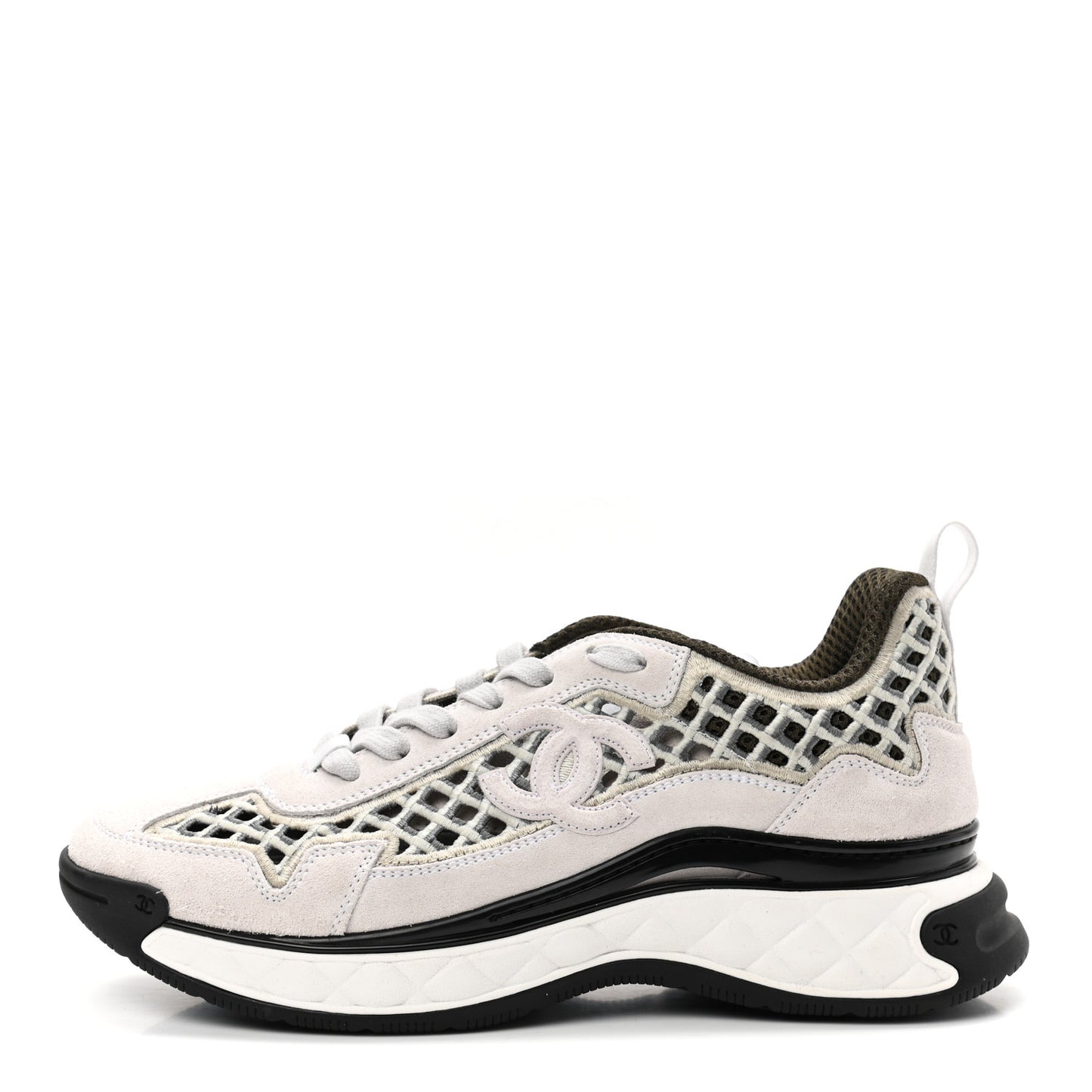 Suede Calfskin Embroidered CC Sneakers 40 Ecru Light Gray