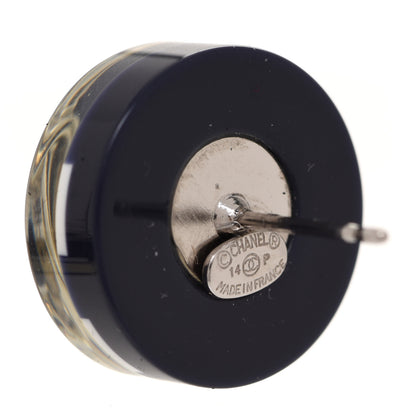 Chanel Resin Crystal Striped CC Earrings Black White 4 of 4