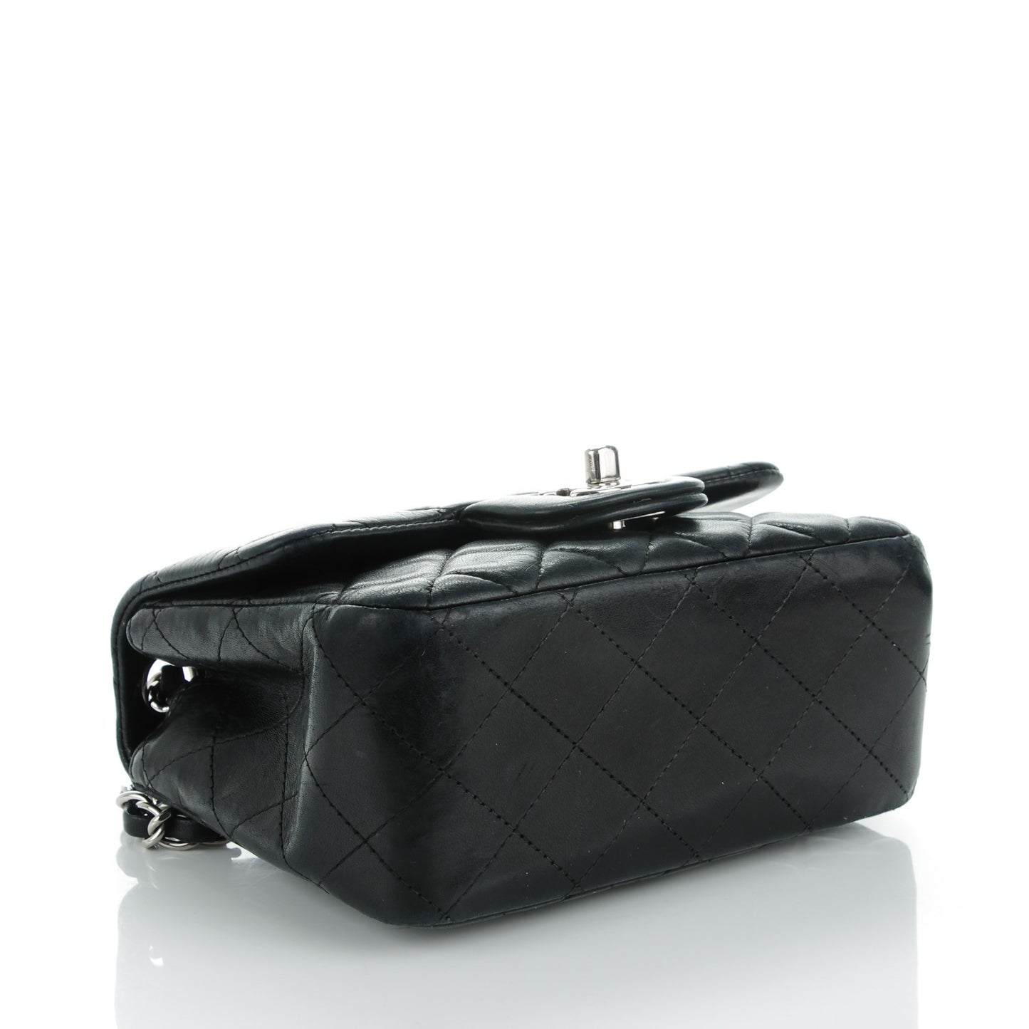 Lambskin Quilted Mini Square Flap Black
