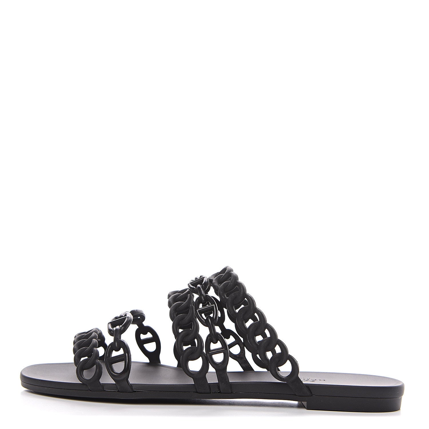 Hermes Rubber Chaine d'Ancre Nude Sandals 37 Black 1 of 8