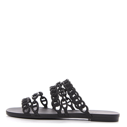 Hermes Rubber Chaine d'Ancre Nude Sandals 37 Black 1 of 8