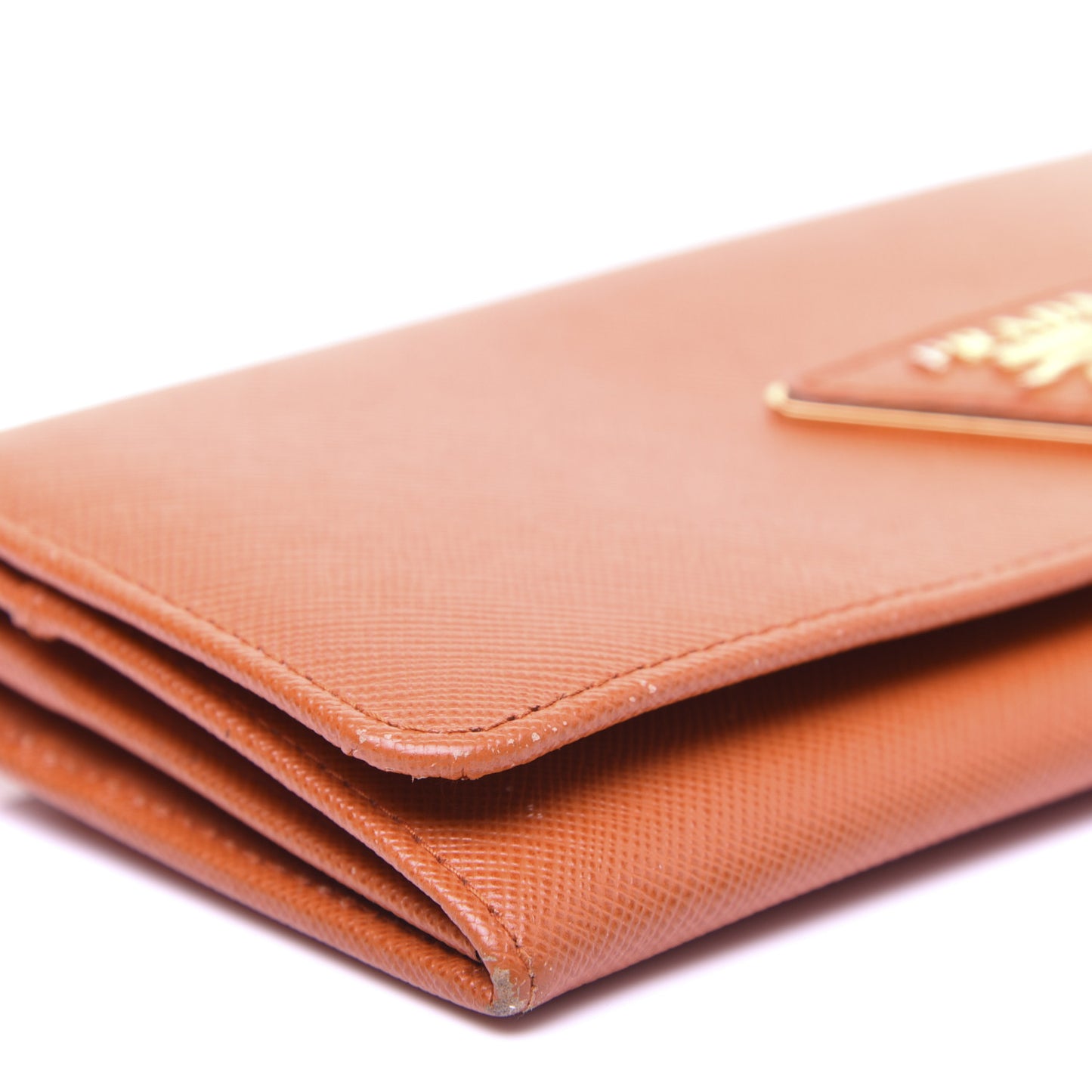 Saffiano Triangle Continental Flap Wallet Papaya