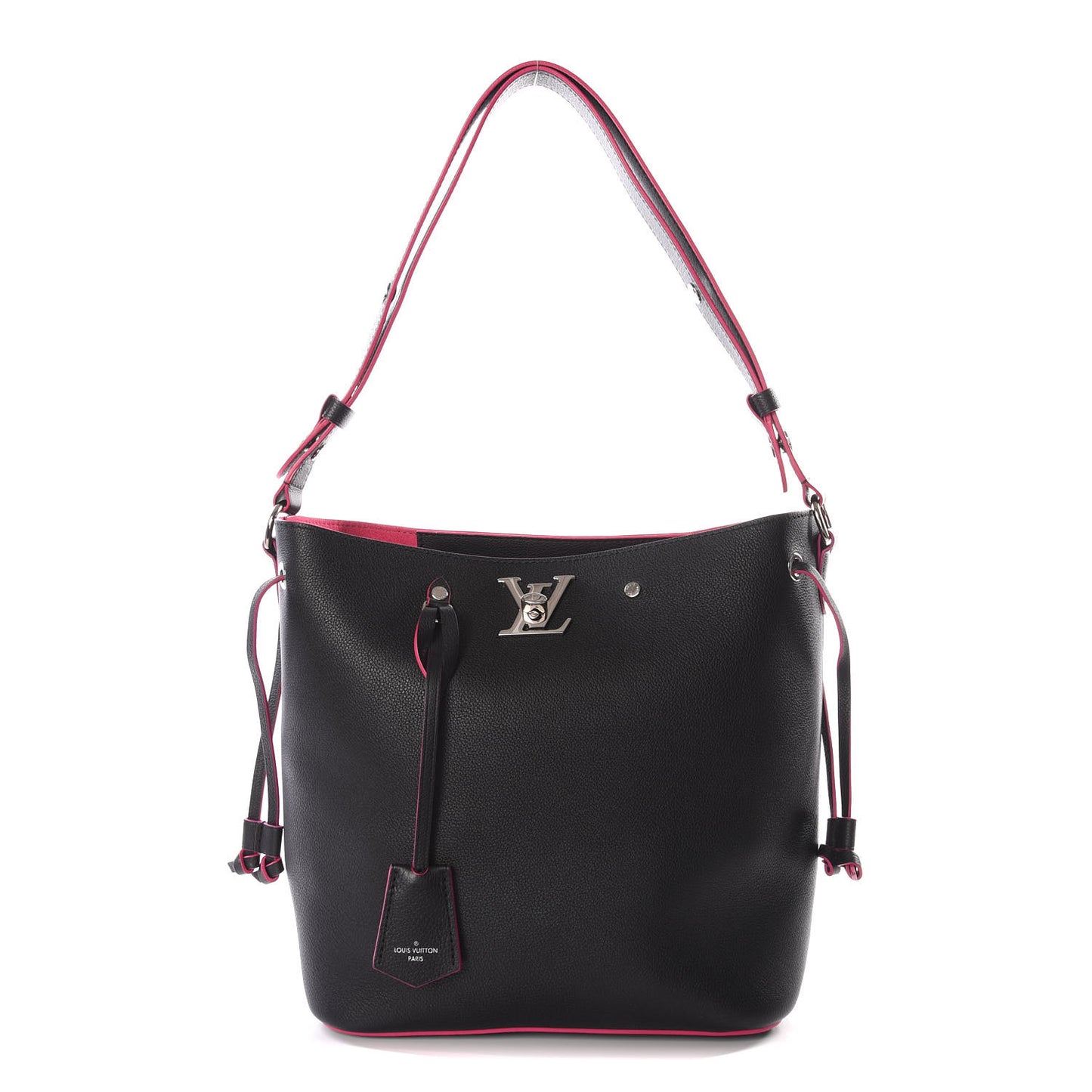 Calfskin Lockme Bucket Black