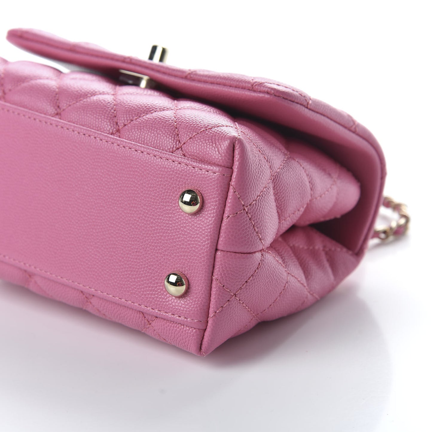 Caviar Quilted Lizard Embossed Extra Mini Coco Handle Flap Pink