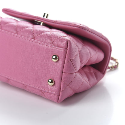 Chanel Caviar Quilted Lizard Embossed Extra Mini Coco Handle Flap Pink 7 of 10