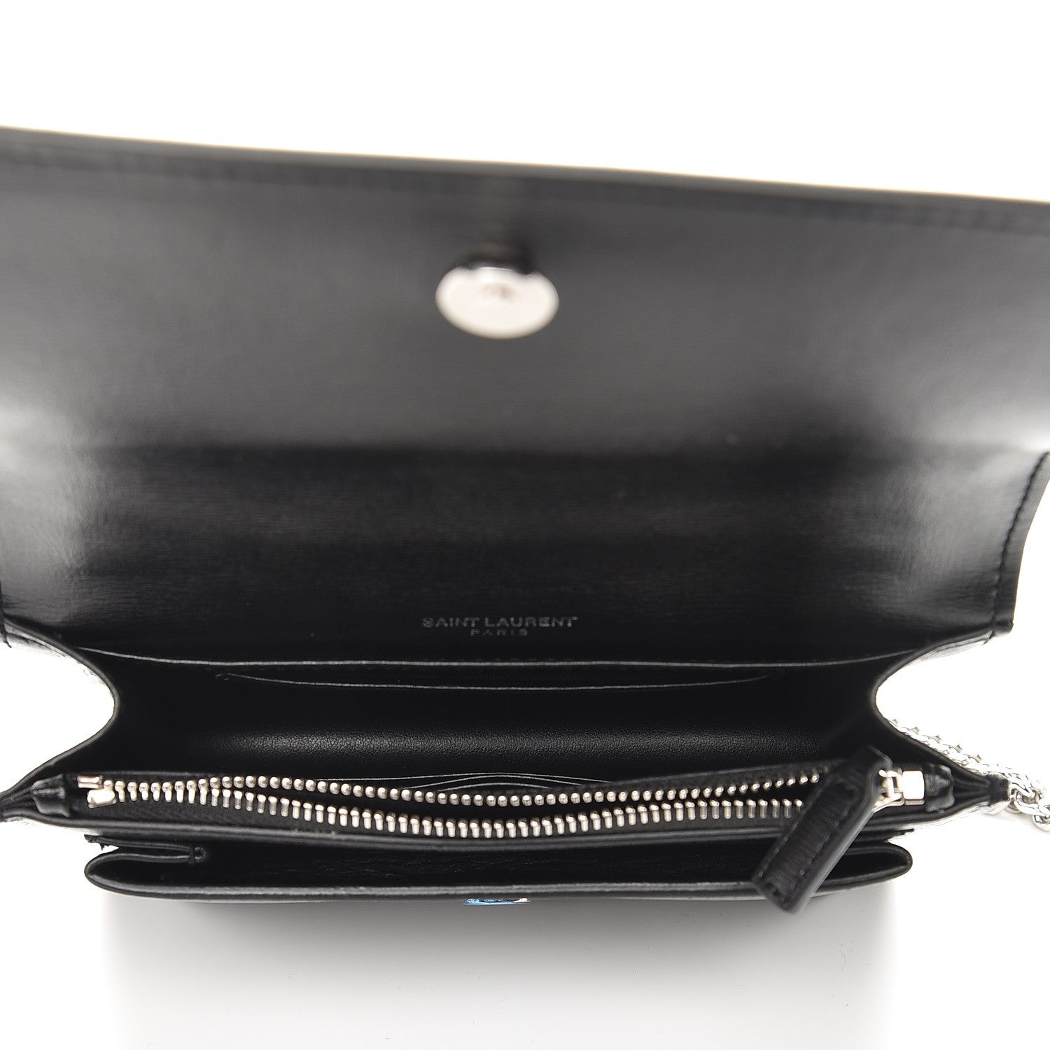 Saint Laurent Calfskin Monogram Sunset Chain Wallet Black 6 of 7
